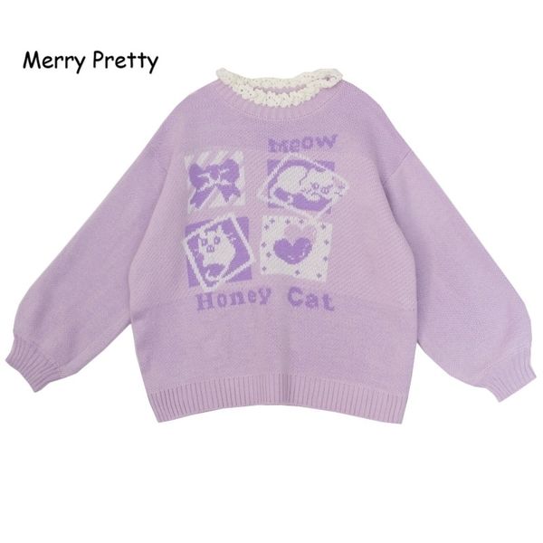 merry pretty lavender jacquard sweater women winter round ruffled neck pullovers harajuku knitted thick warm sweet sweaters girl 201120, White;black
merry pretty lavender jacquard sweater women winter round ruffled neck pullovers harajuku knitted thick warm sweet sweaters girl 201120, White;black