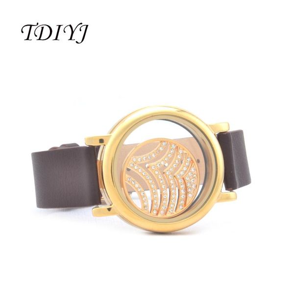 charm bracelets tdiyj magnetic plain locket warp with 20cm brown pu watchband and 25mm wave crystal coin disc for women jewelry 1set, Golden;silver
charm bracelets tdiyj magnetic plain locket warp with 20cm brown pu watchband and 25mm wave crystal coin disc for women jewelry 1set, Golden;silver