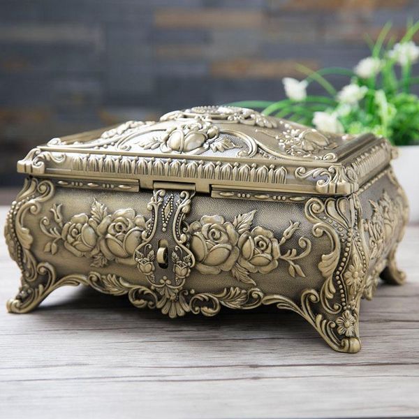 size xl vintage jewelry box 2 layers metal art craft trinket box flower carved with stone decor gift package home decoration, Pink;blue
size xl vintage jewelry box 2 layers metal art craft trinket box flower carved with stone decor gift package home decoration, Pink;blue