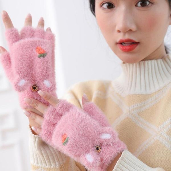 five fingers gloves women' winter warm cute lovely earsfingerless knitted fluff outdoor flip cover 1 pair, Blue;gray
five fingers gloves women' winter warm cute lovely earsfingerless knitted fluff outdoor flip cover 1 pair, Blue;gray