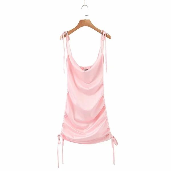 summer new pleated hip skirt with side drawstring suspender dress, Black;gray 
summer new pleated hip skirt with side drawstring suspender dress, Black;gray