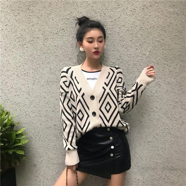 autumn clothing argyle sweaters female loose v-neck long sleeve knitted casual sweater hipster single breasted cardigan1, White;black
autumn clothing argyle sweaters female loose v-neck long sleeve knitted casual sweater hipster single breasted cardigan1, White;black