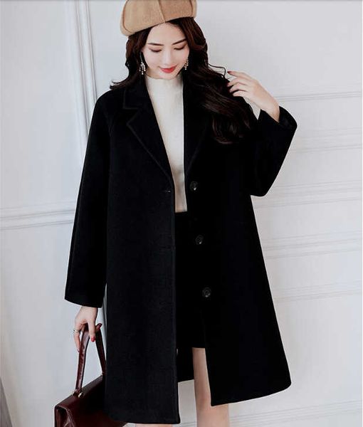 women's autumn winter plus size slim long coat female pure color outware chic single breasted blouse tb3237, Black
women's autumn winter plus size slim long coat female pure color outware chic single breasted blouse tb3237, Black