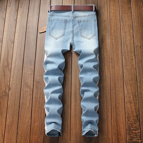 men stretch jeans side stripe biker jeans denim ripped knee holes slim supper skinny hip hop jeans men 201111, Blue
men stretch jeans side stripe biker jeans denim ripped knee holes slim supper skinny hip hop jeans men 201111, Blue