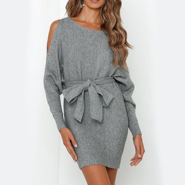 autumn elegant dress women off-the-shoulder long-sleeved lace-up hip belt dresses 2019 winter women casual mini dresses1, Black;gray
autumn elegant dress women off-the-shoulder long-sleeved lace-up hip belt dresses 2019 winter women casual mini dresses1, Black;gray