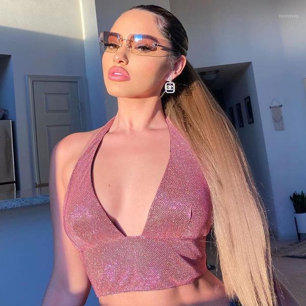 women's tanks & camis summer fashion 2021 arrivals backless halter pink sparkly bodycon high street women crop camis1, White
women's tanks & camis summer fashion 2021 arrivals backless halter pink sparkly bodycon high street women crop camis1, White