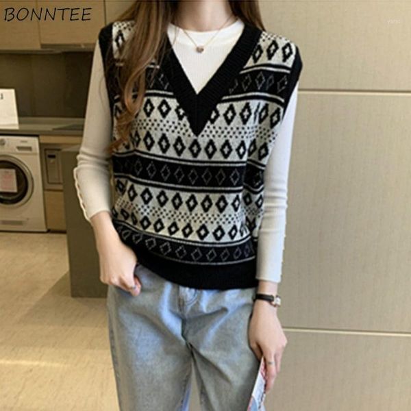 women sweater vest autumn female outwear womens shrug argyle all-match casual preppy retro knitted ulzzang selling chic1, Black;white
women sweater vest autumn female outwear womens shrug argyle all-match casual preppy retro knitted ulzzang selling chic1, Black;white