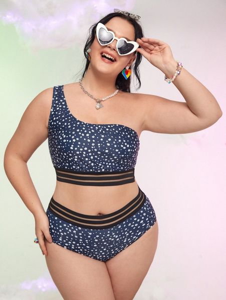 plus ditsy floral print one shoulder bikini swimsuit w4us#, Black
plus ditsy floral print one shoulder bikini swimsuit w4us#, Black