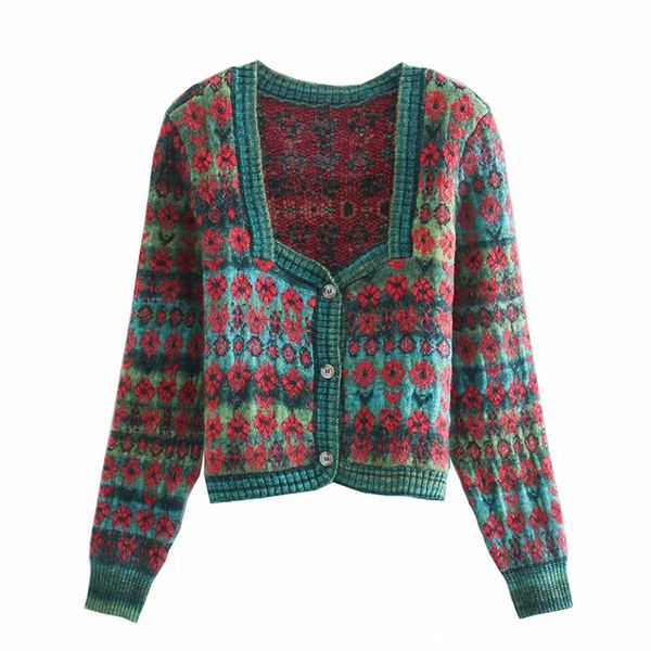 women floral knitted cardigan sweater square neck elegant cropped lady long sleeve sweaters pull femme hiver, White;black
women floral knitted cardigan sweater square neck elegant cropped lady long sleeve sweaters pull femme hiver, White;black