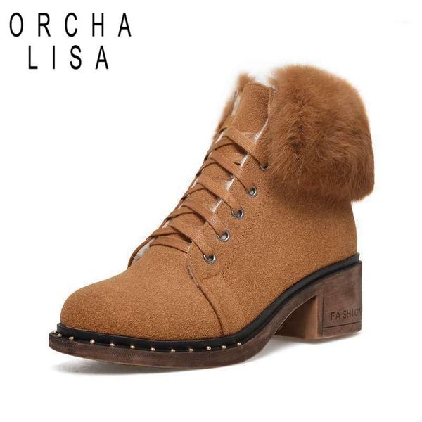 boots orcha lisa lace-up winter shoes women block heels ankle ladies cow suede leather woman warm fur snow rivets1, Black
boots orcha lisa lace-up winter shoes women block heels ankle ladies cow suede leather woman warm fur snow rivets1, Black