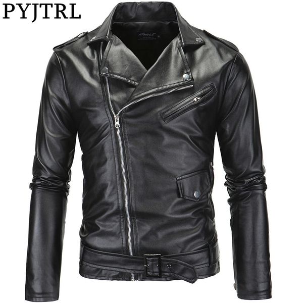 pyjtrl men's motorcycle slim casual zipper pu leather jacket streetwear clothes 201124, Black;brown
pyjtrl men's motorcycle slim casual zipper pu leather jacket streetwear clothes 201124, Black;brown