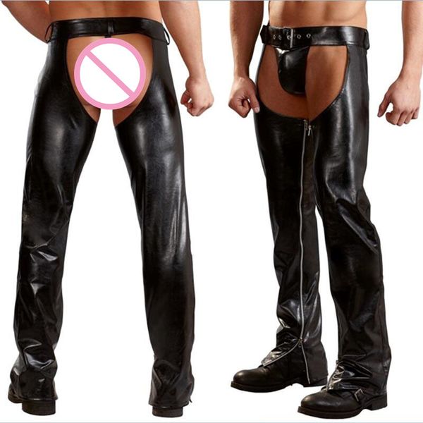 catsuit costumes men chaps fetish crotchless pants nightclub stage cosplay costume clubwear pole dance exotic gothic patent leather leg, Black
catsuit costumes men chaps fetish crotchless pants nightclub stage cosplay costume clubwear pole dance exotic gothic patent leather leg, Black