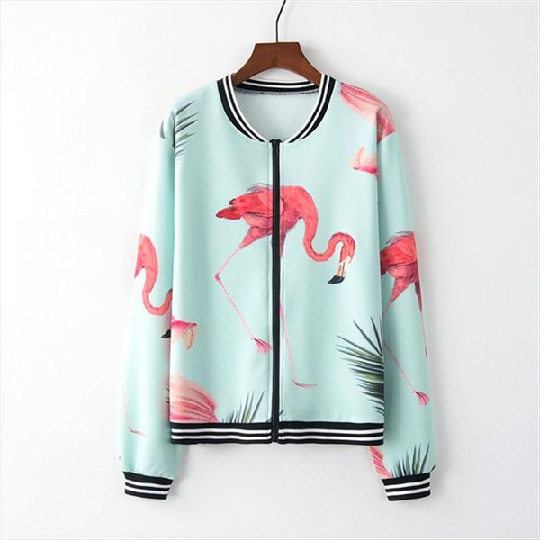 women fashion long sleeve contrast striped cuff floral flamingo print jacket girl zip up jacket outwear sweatshirt, Black;brown
women fashion long sleeve contrast striped cuff floral flamingo print jacket girl zip up jacket outwear sweatshirt, Black;brown