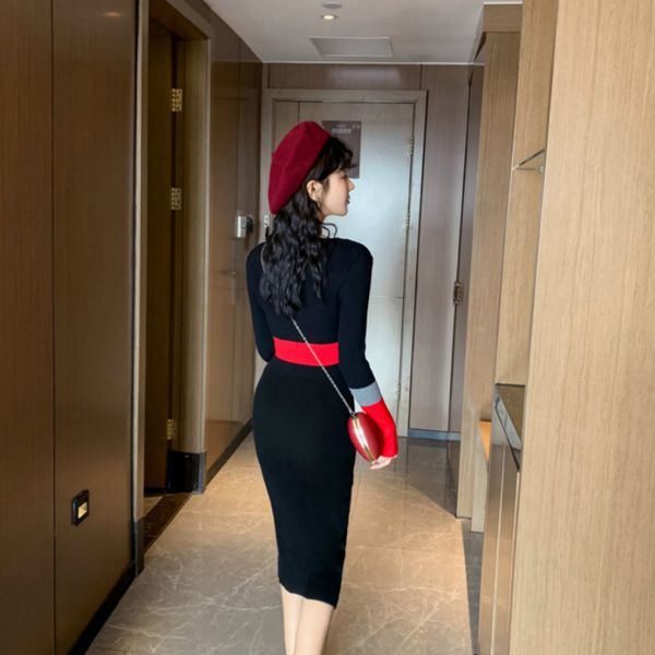 autumn women long knitted dresses slim black v-neck stretch long-sleeved elegant winter knitting sweater pencil dress 201111, Black;gray
autumn women long knitted dresses slim black v-neck stretch long-sleeved elegant winter knitting sweater pencil dress 201111, Black;gray