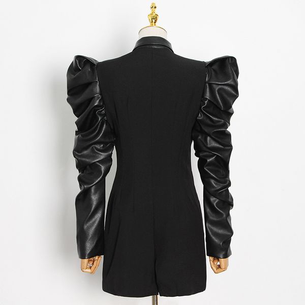 leather streetwear ladies dress party nightclub 2020 spring solid color lapel lapel pleated puff sleeve single breasted belt pu min, Black
leather streetwear ladies dress party nightclub 2020 spring solid color lapel lapel pleated puff sleeve single breasted belt pu min, Black