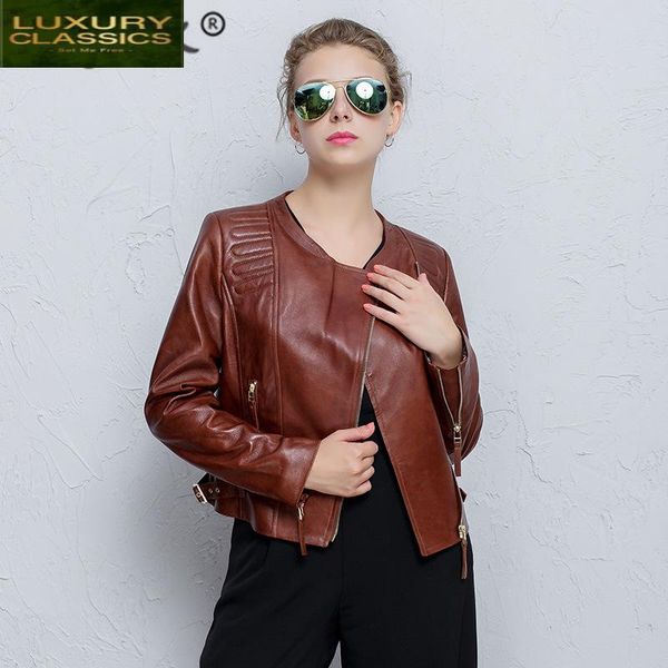 women's leather & faux jacket 100% genuine women clothes 2021 korean montone biker real sheepskin coat female short hiver df1602, Black
women's leather & faux jacket 100% genuine women clothes 2021 korean montone biker real sheepskin coat female short hiver df1602, Black