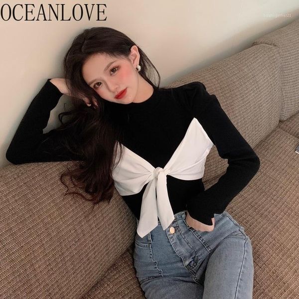 women's sweaters oceanlove pull femme bow patchwork slim 2021 ins retro woman korean fashion spring autumn ropa mujer 195791, White;black
women's sweaters oceanlove pull femme bow patchwork slim 2021 ins retro woman korean fashion spring autumn ropa mujer 195791, White;black