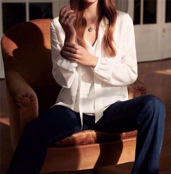 women's blouses & shirts 100% silk shirt women lace-up ruffled neck spring summer bow tie, White
women's blouses & shirts 100% silk shirt women lace-up ruffled neck spring summer bow tie, White