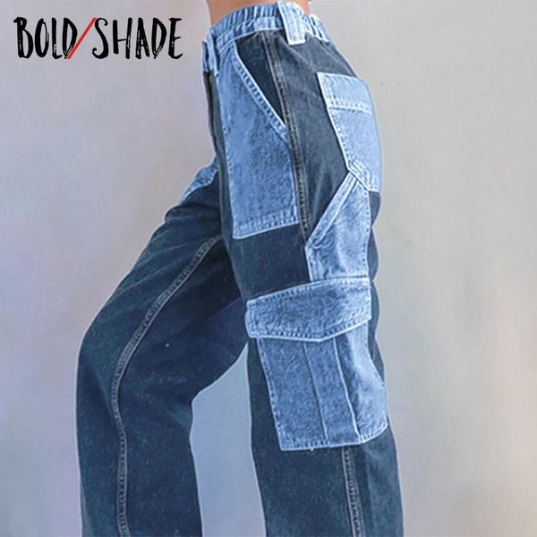 women's jeans bold shade 90s skater girl style denim women patchwork high waist baggy pants streetwear vintage harajuku pocket trousers, Blue
women's jeans bold shade 90s skater girl style denim women patchwork high waist baggy pants streetwear vintage harajuku pocket trousers, Blue