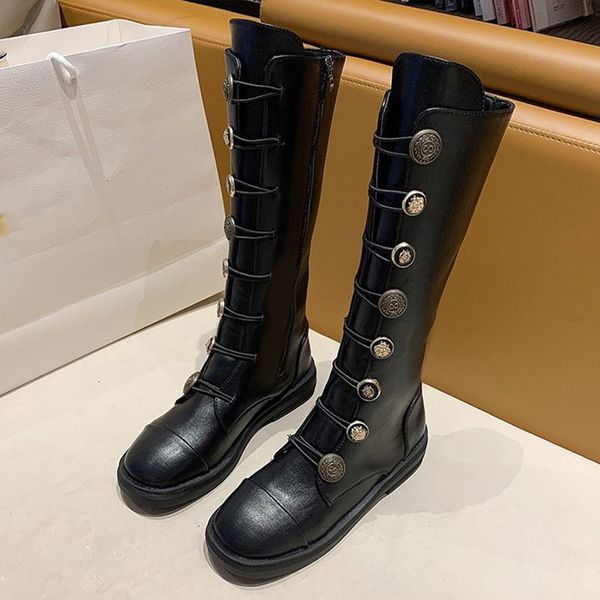 2021 women vintage mid-calf boots woman shoes pu leather metal button lace up casual punk long boot fashion new autumn winter rrk8, Black
2021 women vintage mid-calf boots woman shoes pu leather metal button lace up casual punk long boot fashion new autumn winter rrk8, Black