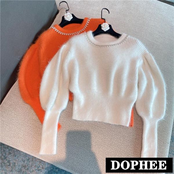 2021 winter new korean round collar pearl cbeads bubble sleeves mohair sweater cropped ladies elegant short knitted sweaters, White;black
2021 winter new korean round collar pearl cbeads bubble sleeves mohair sweater cropped ladies elegant short knitted sweaters, White;black