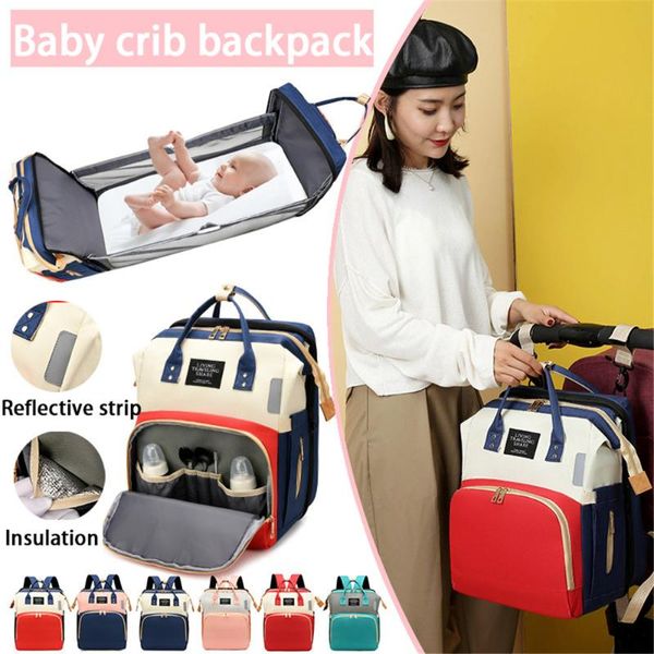 Foldable Bed Backpack Mom Portable Baby Crib Diaper Bag Travel Bag Big Pockets Backpacks Maternity Stroller Nappy
