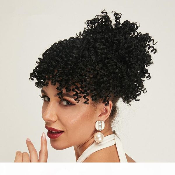10inch afro puff hair bun drawstring ponytail hairpieces kinky curly human hair clip in extensions remy hair 120g ponytails with bang, Black
10inch afro puff hair bun drawstring ponytail hairpieces kinky curly human hair clip in extensions remy hair 120g ponytails with bang, Black