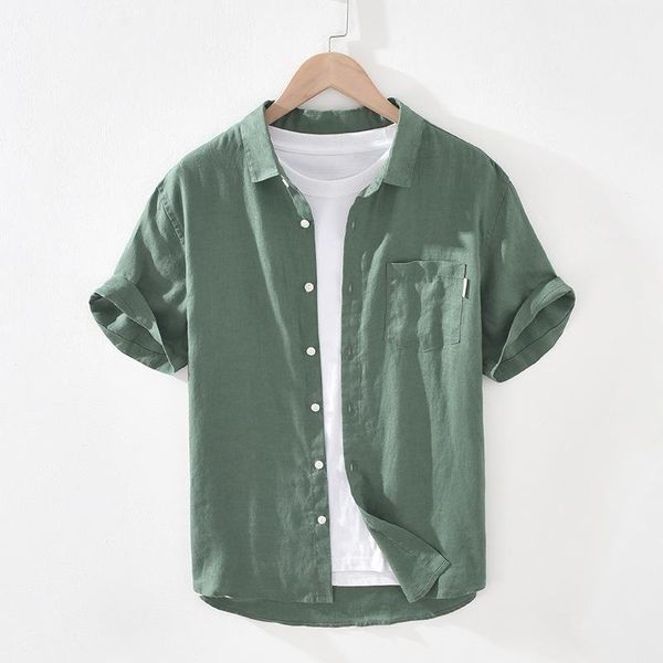 men solid color shirts summer 100% linen short sleeve chest pockets japan style harajuku breathable soft casual, White;black
men solid color shirts summer 100% linen short sleeve chest pockets japan style harajuku breathable soft casual, White;black
