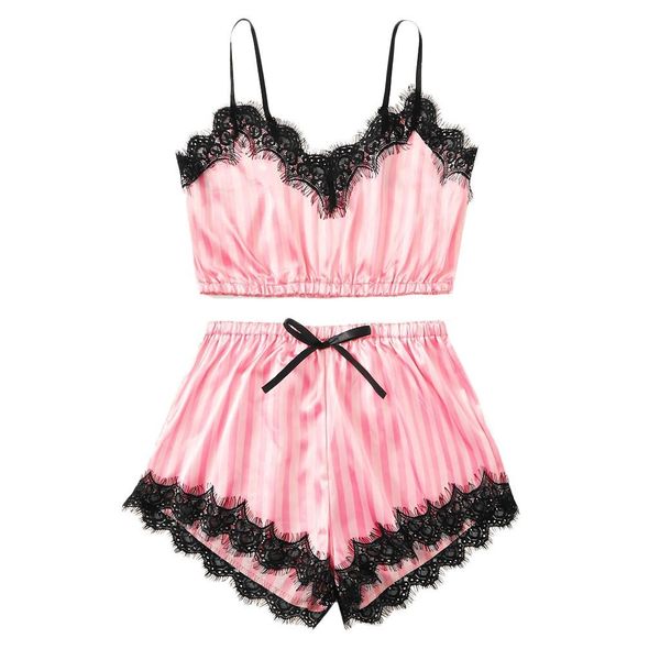 miarhb pyjamas women women v-neck silk lace satin striped camisole pajamas lingerie sleepwear shorts set pijama mujer y200708, Black;red
miarhb pyjamas women women v-neck silk lace satin striped camisole pajamas lingerie sleepwear shorts set pijama mujer y200708, Black;red