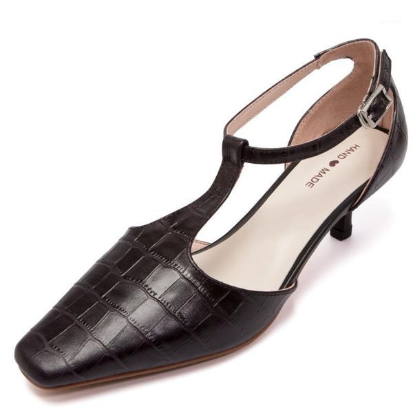 women's genuine leather t-strap kitten heel square toe pumps elegant ladies slim high heels retro female evening dress shoes, Black
women's genuine leather t-strap kitten heel square toe pumps elegant ladies slim high heels retro female evening dress shoes, Black