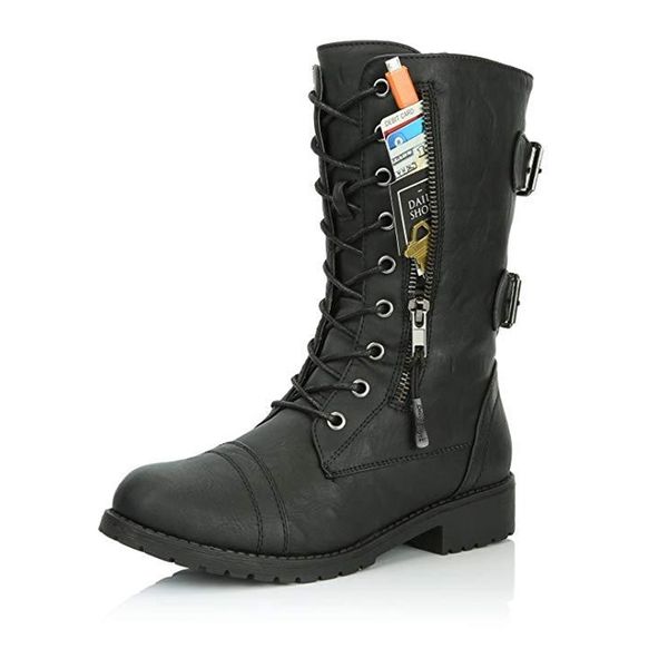 new women boots zip buckle military combat boots credit card pocket booties lace up black shoes motorcycle boots large size t200425
new women boots zip buckle military combat boots credit card pocket booties lace up black shoes motorcycle boots large size t200425