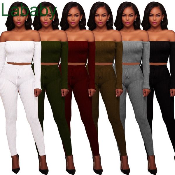 women designers clothes 2021 high elastic pants off shoulder long sleeve clothing two piece set 6 color high waist slim suit, White
women designers clothes 2021 high elastic pants off shoulder long sleeve clothing two piece set 6 color high waist slim suit, White