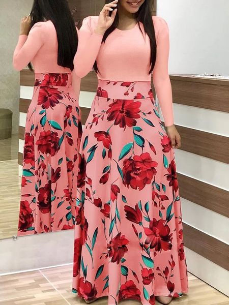 long sleeves of a selling european-american flower-printed dress in 2019, Black;gray
long sleeves of a selling european-american flower-printed dress in 2019, Black;gray