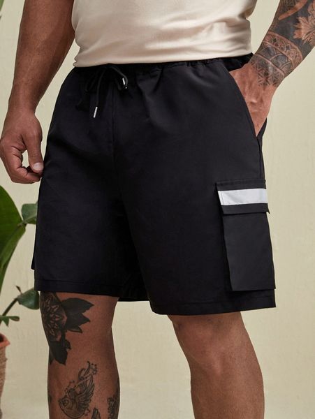 extended sizes men contrast panel cargo shorts g5j0#, Black
extended sizes men contrast panel cargo shorts g5j0#, Black