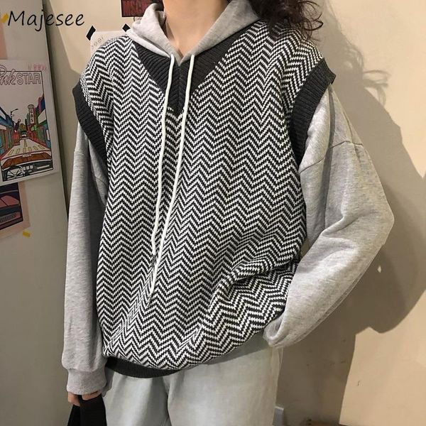 sweater vest womens vintage striped students all-match patchwork long korean style v-neck sleeveless oversize leisure chic, Black;white
sweater vest womens vintage striped students all-match patchwork long korean style v-neck sleeveless oversize leisure chic, Black;white
