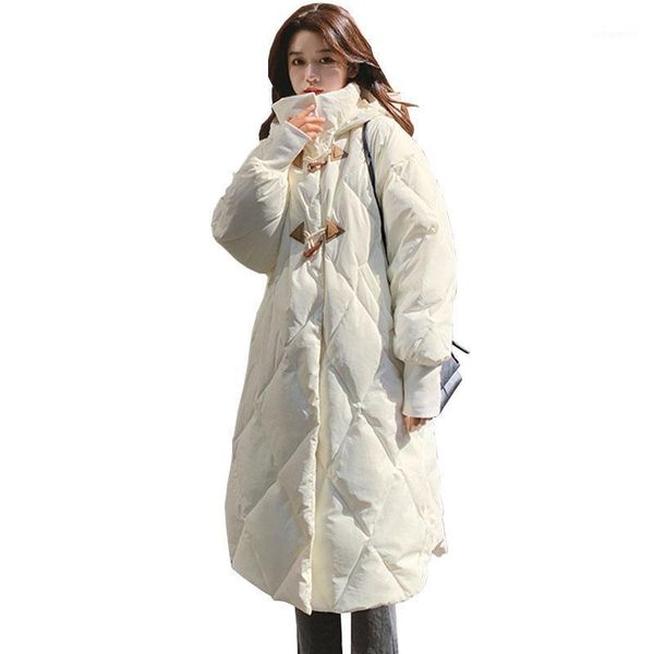 new 2021 winter mid length cotton padded jacket solid long sleeve horn buckle thick warm loose straight hooded women parka w311, Black
new 2021 winter mid length cotton padded jacket solid long sleeve horn buckle thick warm loose straight hooded women parka w311, Black