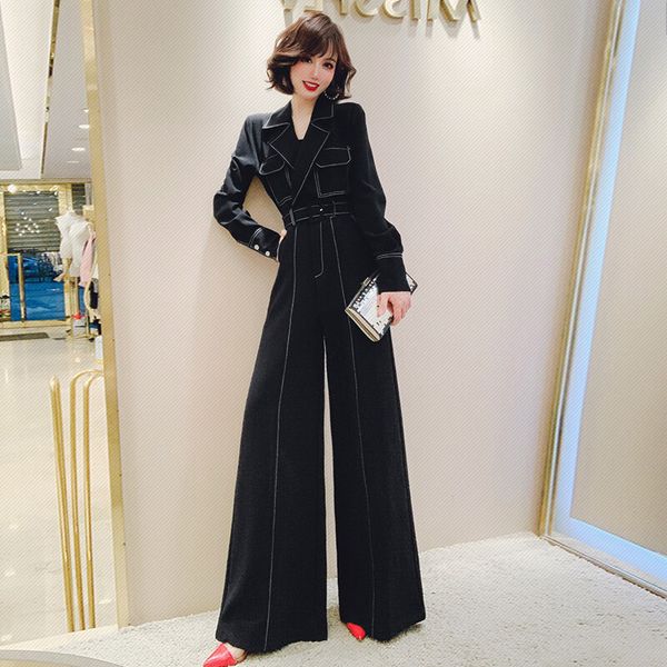 women's black broad-legged overalls, high waist combinaison pantalon femme, piece of bracket pants. msn4, White
women's black broad-legged overalls, high waist combinaison pantalon femme, piece of bracket pants. msn4, White