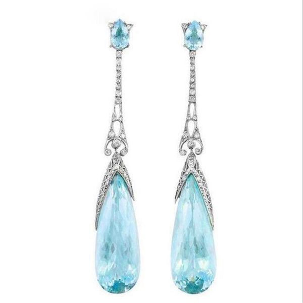 long water drop earrings elegant crystal women's earrings wedding fashion jewelry, Silver
long water drop earrings elegant crystal women's earrings wedding fashion jewelry, Silver