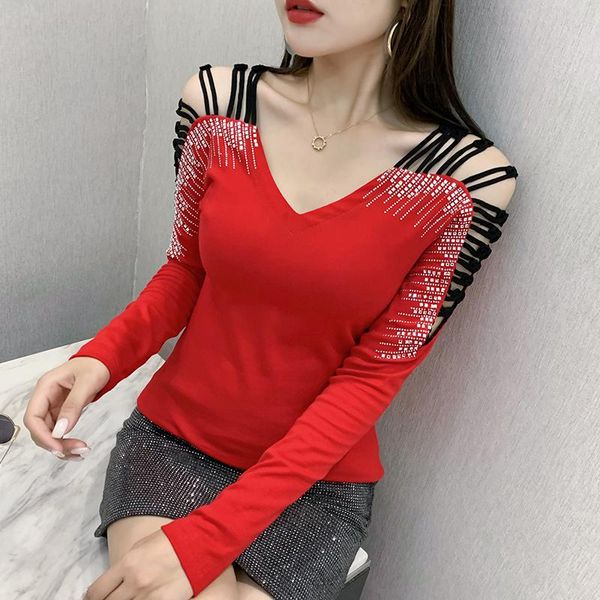 2021 autumn winter long sleeve woman tshirts fashion v-neck drilling t-shirt plus size women and shirt blusas, White
2021 autumn winter long sleeve woman tshirts fashion v-neck drilling t-shirt plus size women and shirt blusas, White