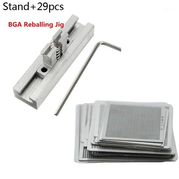 29pcs directly heat bga reball reballing net universal stencils template set kit silver steel welding fluxes with stand1
29pcs directly heat bga reball reballing net universal stencils template set kit silver steel welding fluxes with stand1