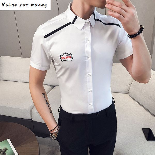 shirt men casual solid youth short-sleeved slim shirt student formal business shirts club party prom tuxedo clothing 2020 summer c1212, White;black
shirt men casual solid youth short-sleeved slim shirt student formal business shirts club party prom tuxedo clothing 2020 summer c1212, White;black