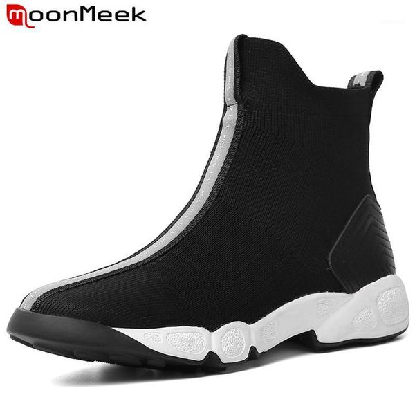 boots moonmeek 2021 autumn winter ankle for women round toe slip on ladies casual knitting+cow leather big size1, Black
boots moonmeek 2021 autumn winter ankle for women round toe slip on ladies casual knitting+cow leather big size1, Black