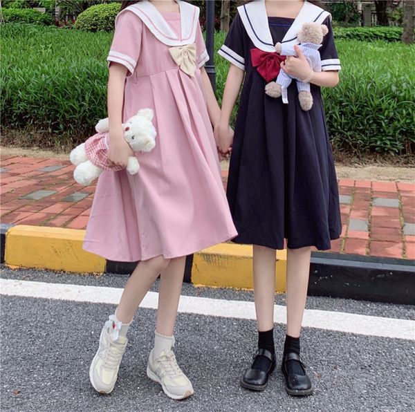 2021 female preppy navy turtleneck vintage girls summer short sleeves mini new pink dress e694, Black;gray
2021 female preppy navy turtleneck vintage girls summer short sleeves mini new pink dress e694, Black;gray