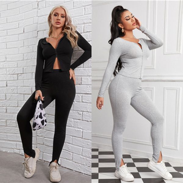colrovie zipper front solid and split hem leggings set women autumn solid 2 piece set slim fit casual two piece outfits c0123, Gray
colrovie zipper front solid and split hem leggings set women autumn solid 2 piece set slim fit casual two piece outfits c0123, Gray