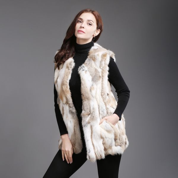 trade services of the female rabbit women's clothing vest 100% natural sleeveless skin jacket 2020 new fashion real winter, Black 
trade services of the female rabbit women's clothing vest 100% natural sleeveless skin jacket 2020 new fashion real winter, Black