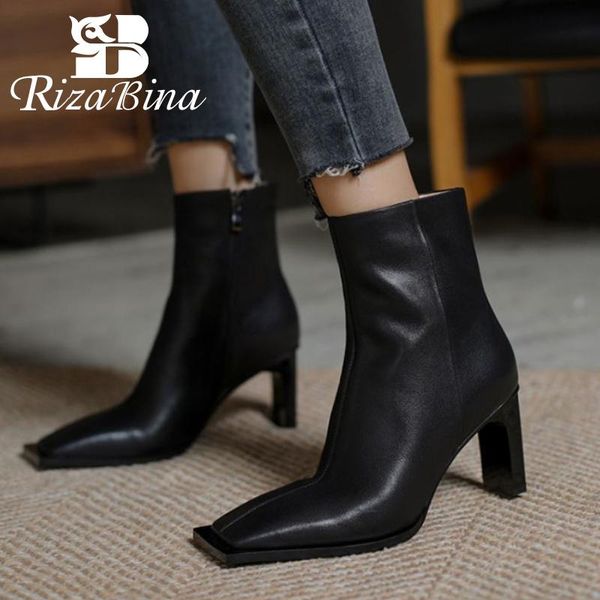 boots rizabina woman ankle genuine leather fashion square toe zipper high heel winter shoes women party footwear size 34-39, Black
boots rizabina woman ankle genuine leather fashion square toe zipper high heel winter shoes women party footwear size 34-39, Black