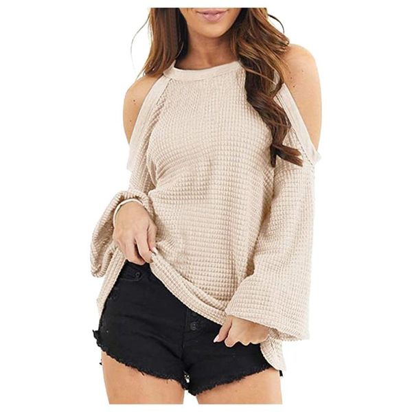 women's blouses & shirts autumn loose female blusas plus size off-the-shoulder knitted long-sleeved casual blouse, White
women's blouses & shirts autumn loose female blusas plus size off-the-shoulder knitted long-sleeved casual blouse, White