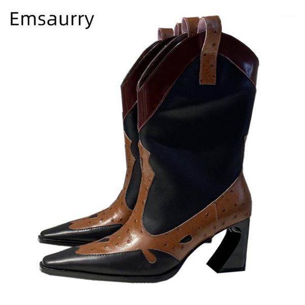 boots ostrich-grain real leather mid-calf women strange high heel little square toe patchwork winter botas mujer1, Black
boots ostrich-grain real leather mid-calf women strange high heel little square toe patchwork winter botas mujer1, Black