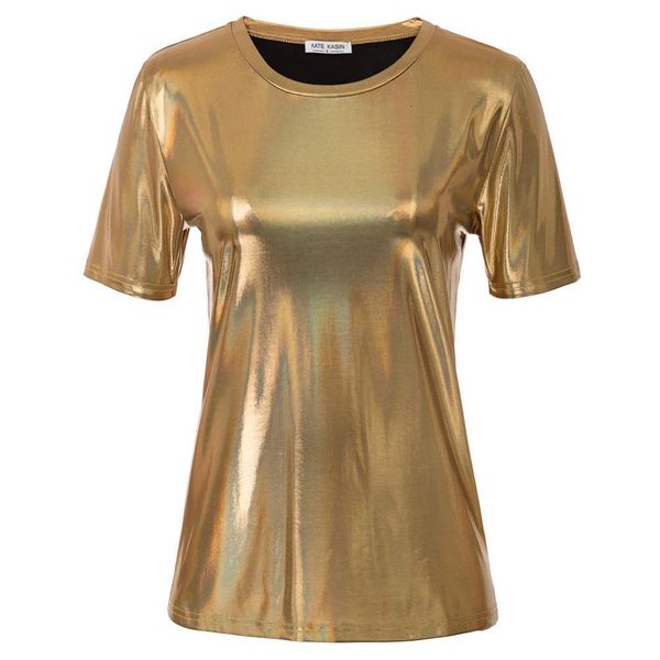 golden women tee shirt casual fashion shiny metallic-like t-shirt short sleeve crew neck loose fit lady clothing summer new, White
golden women tee shirt casual fashion shiny metallic-like t-shirt short sleeve crew neck loose fit lady clothing summer new, White