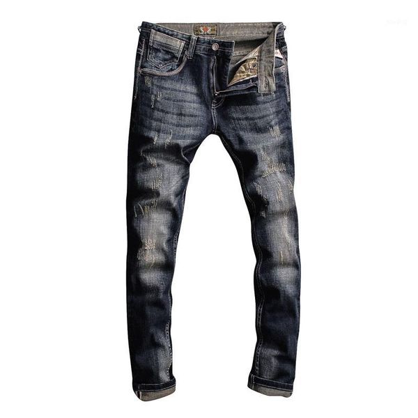 italian vintage fashion men jeans slim fit retro washed ripped jeans homme scratch designer men denim pants1, Blue
italian vintage fashion men jeans slim fit retro washed ripped jeans homme scratch designer men denim pants1, Blue